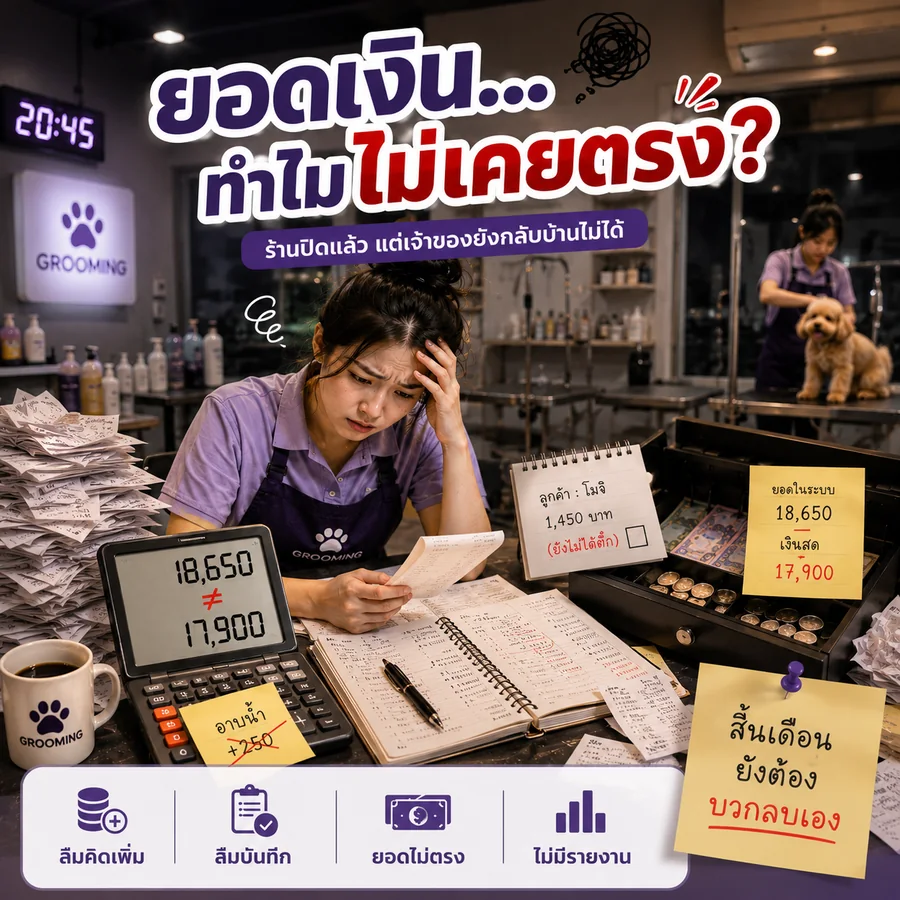 รายรับไม่ตรง จดรายรับ-รายจ่ายไม่เป็นระบบ คำนวณผิดพลาดง่าย ปิดงบลำบาก